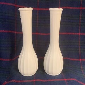 CLG white milk glass vases bud vases, set of of 2.